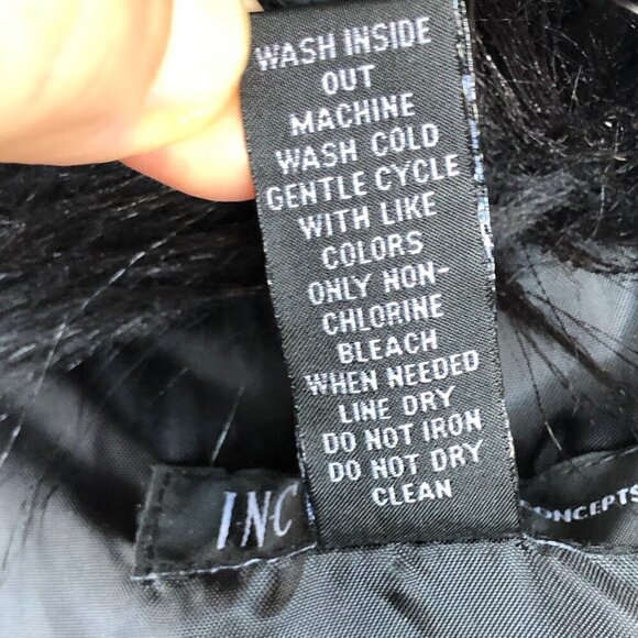 INC International Concepts Black Long Faux Fur Vest & Fabric Back to Layer  S - Picture 13 of 16